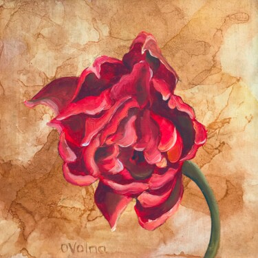 Schilderij getiteld "Scarlet Tulip on go…" door Olga Volna, Origineel Kunstwerk, Olie