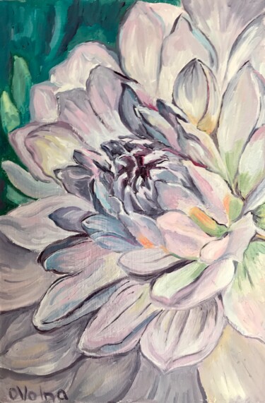 Картина под названием "Purple Chrysanthemum" - Olga Volna, Подлинное произведение искусства, Масло