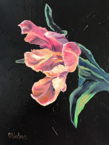 Schilderij getiteld "Pink Tulip" door Olga Volna, Origineel Kunstwerk, Olie
