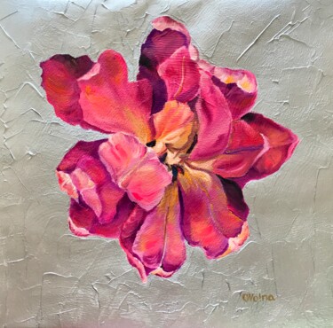 Peinture intitulée "Pink Flower 24" par Olga Volna, Œuvre d'art originale, Huile