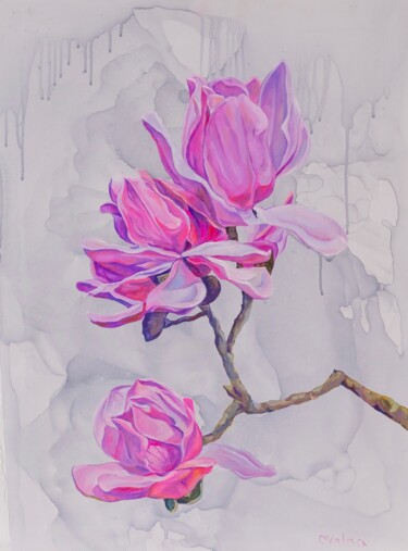 Pintura intitulada "Spring Magnolias" por Olga Volna, Obras de arte originais, Óleo