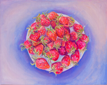 Painting titled "Strawberries" by Olga Volna, Original Artwork, Oil