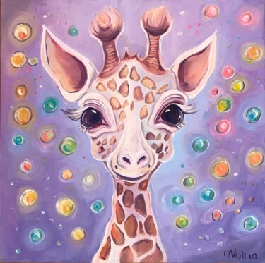 Картина под названием "Giraffe" - Olga Volna, Подлинное произведение искусства, Масло