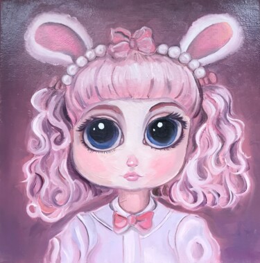 Painting titled "Bunny girl" by Olga Volna, Original Artwork, Oil