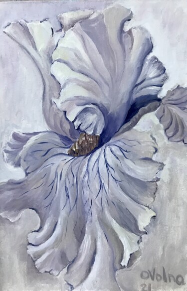 Pittura intitolato "White Iris" da Olga Volna, Opera d'arte originale, Olio