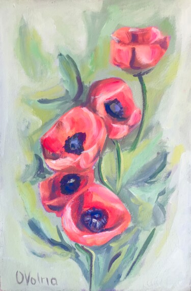 Pintura intitulada "Poppies" por Olga Volna, Obras de arte originais, Óleo