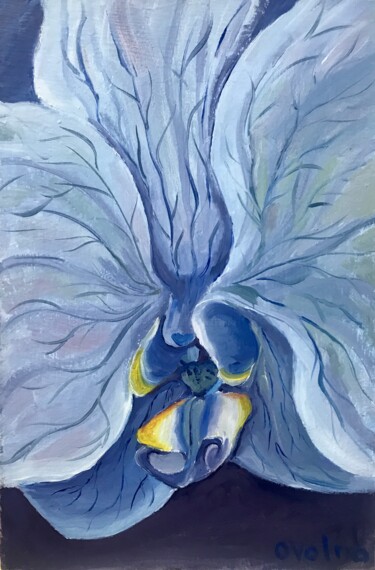 Painting titled "Blue orchid" by Olga Volna, Original Artwork, Oil