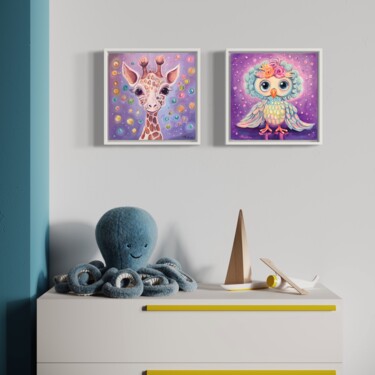 Pintura titulada "Cute diptych for nu…" por Olga Volna, Obra de arte original, Oleo