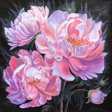 Pintura intitulada "Glimmering Petals" por Olga Volna, Obras de arte originais, Óleo