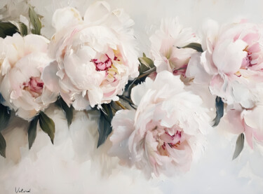 Arts numériques intitulée "Elegant Peony Bloss…" par Olga Volna, Œuvre d'art originale, Peinture numérique