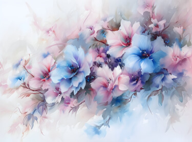 Arts numériques intitulée "Delicate Petals in…" par Olga Volna, Œuvre d'art originale, Image générée par l'IA