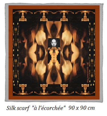 Art textile intitulée "Silk scarf / carré…" par Olga Voscannelli, Œuvre d'art originale, Peinture numérique