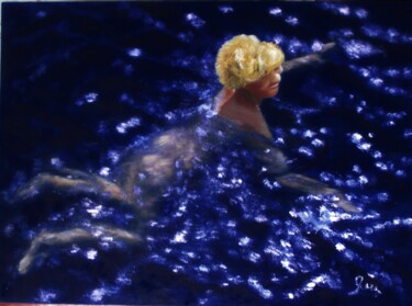 Painting titled "Swimming woman." by Olga Yashchenko, Original Artwork, Oil