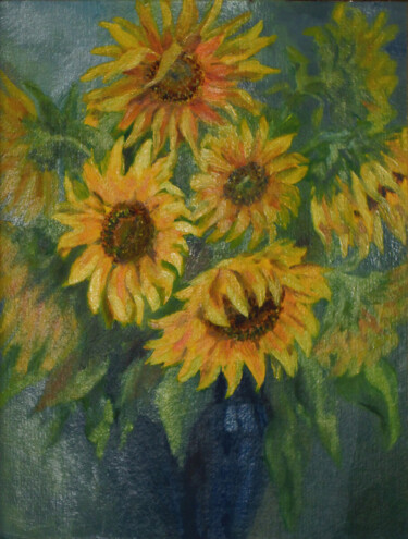 Malerei mit dem Titel "sunflowers" von Olga Yashchenko, Original-Kunstwerk, Öl