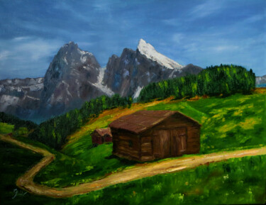 Painting titled "Romantic mountain l…" by Olga Yashchenko, Original Artwork, Oil