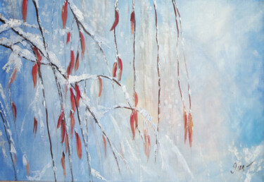 Painting titled "winter branches" by Olga Yashchenko, Original Artwork, Oil