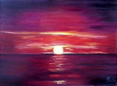 Painting titled "Fantastic sunset" by Olga Yashchenko, Original Artwork, Oil