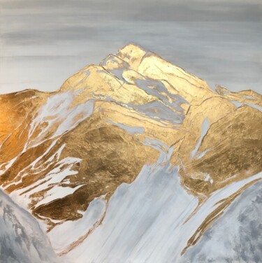 Peinture intitulée "golden mountains" par Olga Zaitseva, Œuvre d'art originale, Acrylique