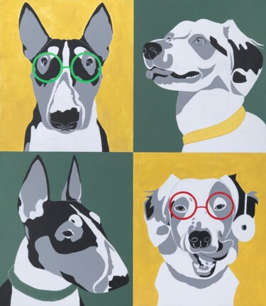 Картина под названием "pop dogs" - Olga Zaitseva, Подлинное произведение искусства, Акрил