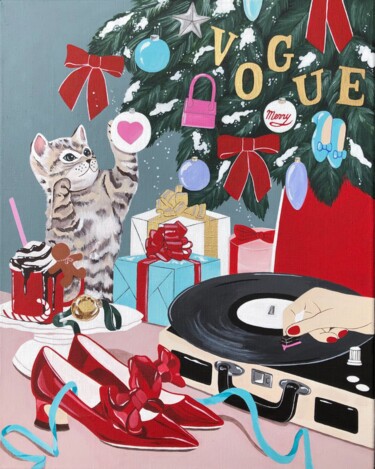 Malerei mit dem Titel "Happy New Year" von Olga Zaitseva, Original-Kunstwerk, Acryl