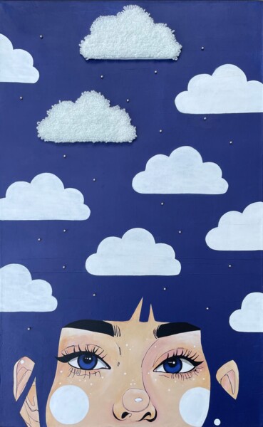 Painting titled "cloudy dreams" by Olga Zaitseva, Original Artwork, Acrylic
