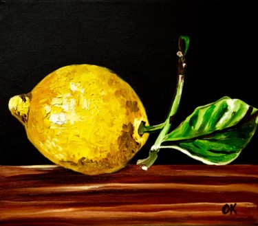 Lemon. Still life. HOME DECOR. OIL PAINTING. 11.8x13.8x0.8 in ©2018 by Olga Koval