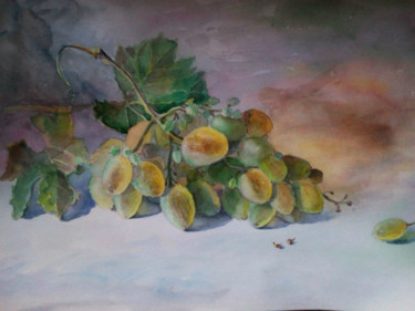 Malerei mit dem Titel "Кисть винограда." von Olga Brudnevskaya, Original-Kunstwerk, Aquarell
