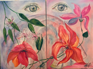 Peinture intitulée ""Розовое и Голубое"…" par Olga Bunevich, Œuvre d'art originale, Huile