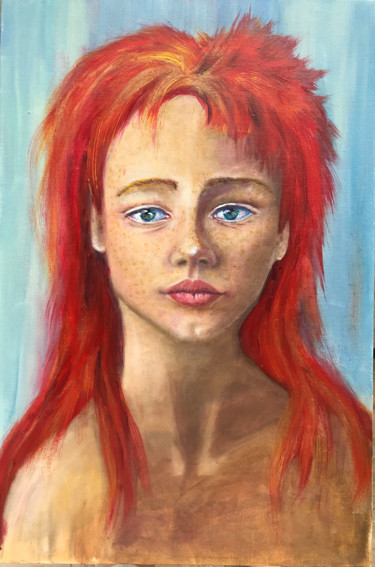 Картина под названием ""Рыжая"" - Ольга Буневич, Подлинное произведение искусства, Масло