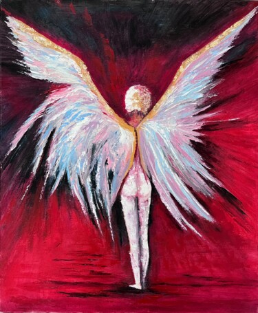 Painting titled "Ангел и демоны" by Olga Bunevich, Original Artwork, Oil