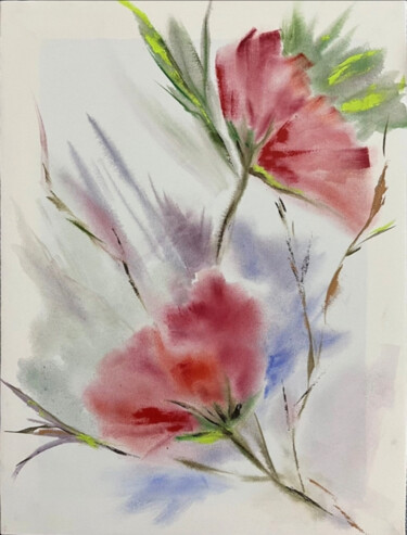 Pintura intitulada "Акварельные цветы" por Olga Bunevich, Obras de arte originais, Óleo