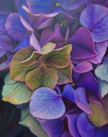 Картина под названием "Hydrangea ( Гортенз…" - Ольга Бузмакова, Подлинное произведение искусства, Масло