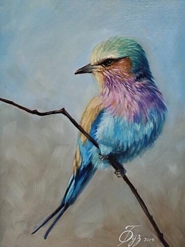 Картина под названием "Bird (Птица)" - Ольга Бузмакова, Подлинное произведение искусства, Масло Установлен на Деревянная рам…