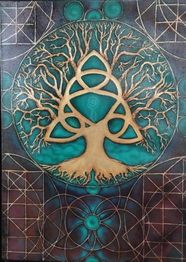 Картина под названием "Дерево жизни" - Ольга Бузмакова, Подлинное произведение искусства, Масло