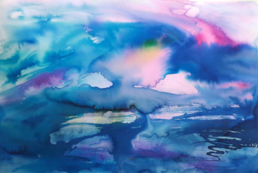 Peinture intitulée "Blue storm" par Olga Dospekhova, Œuvre d'art originale, Aquarelle