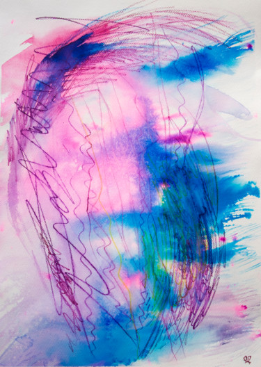 Pintura intitulada "Pink clouds" por Olga Dospekhova, Obras de arte originais, Aquarela