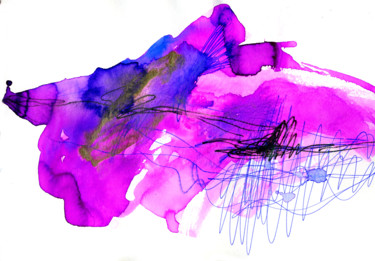 Pittura intitolato "Purple land" da Olga Dospekhova, Opera d'arte originale, Acquarello