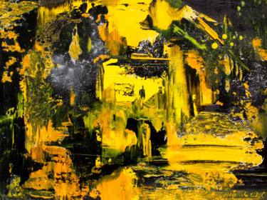 Malerei mit dem Titel "Yellow Abstract Pai…" von Olga De Weck, Original-Kunstwerk, Acryl