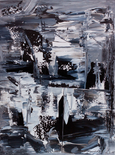 Картина под названием "Abstract Black Pain…" - Olga De Weck, Подлинное произведение искусства, Акрил
