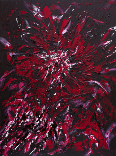 Painting titled "Large Red Abstract…" by Olga De Weck, Original Artwork, Acrylic