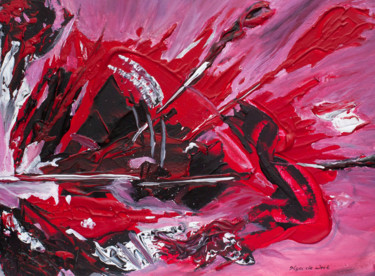 Malerei mit dem Titel "Small Red Abstract…" von Olga De Weck, Original-Kunstwerk, Acryl