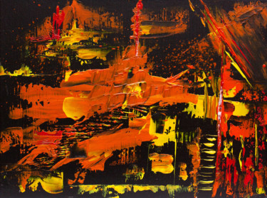 Malerei mit dem Titel "Small Abstract Oran…" von Olga De Weck, Original-Kunstwerk, Acryl