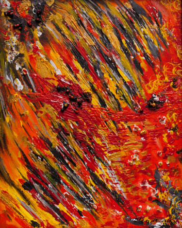 Pintura intitulada "Abstract Orange Pai…" por Olga De Weck, Obras de arte originais, Acrílico