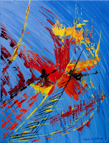 Pintura titulada "Small Blue Abstract…" por Olga De Weck, Obra de arte original, Acrílico