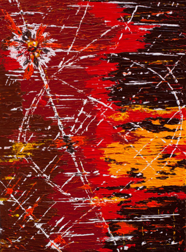 Картина под названием "Abstract Orange Pai…" - Olga De Weck, Подлинное произведение искусства, Акрил