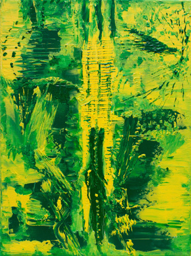 Картина под названием "Abstract Green Pain…" - Olga De Weck, Подлинное произведение искусства, Акрил