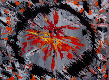 Painting titled "Abstract Orange Pai…" by Olga De Weck, Original Artwork, Acrylic