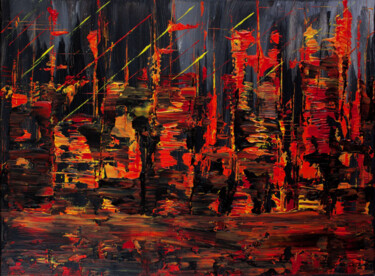 Peinture intitulée "Abstract Orange Pai…" par Olga De Weck, Œuvre d'art originale, Acrylique