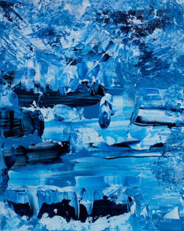 Картина под названием "Abstract Blue Paint…" - Olga De Weck, Подлинное произведение искусства, Акрил