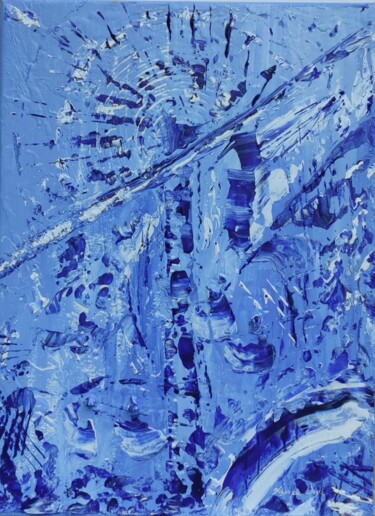 Malarstwo zatytułowany „Abstract Blue Paint…” autorstwa Olga De Weck, Oryginalna praca, Akryl